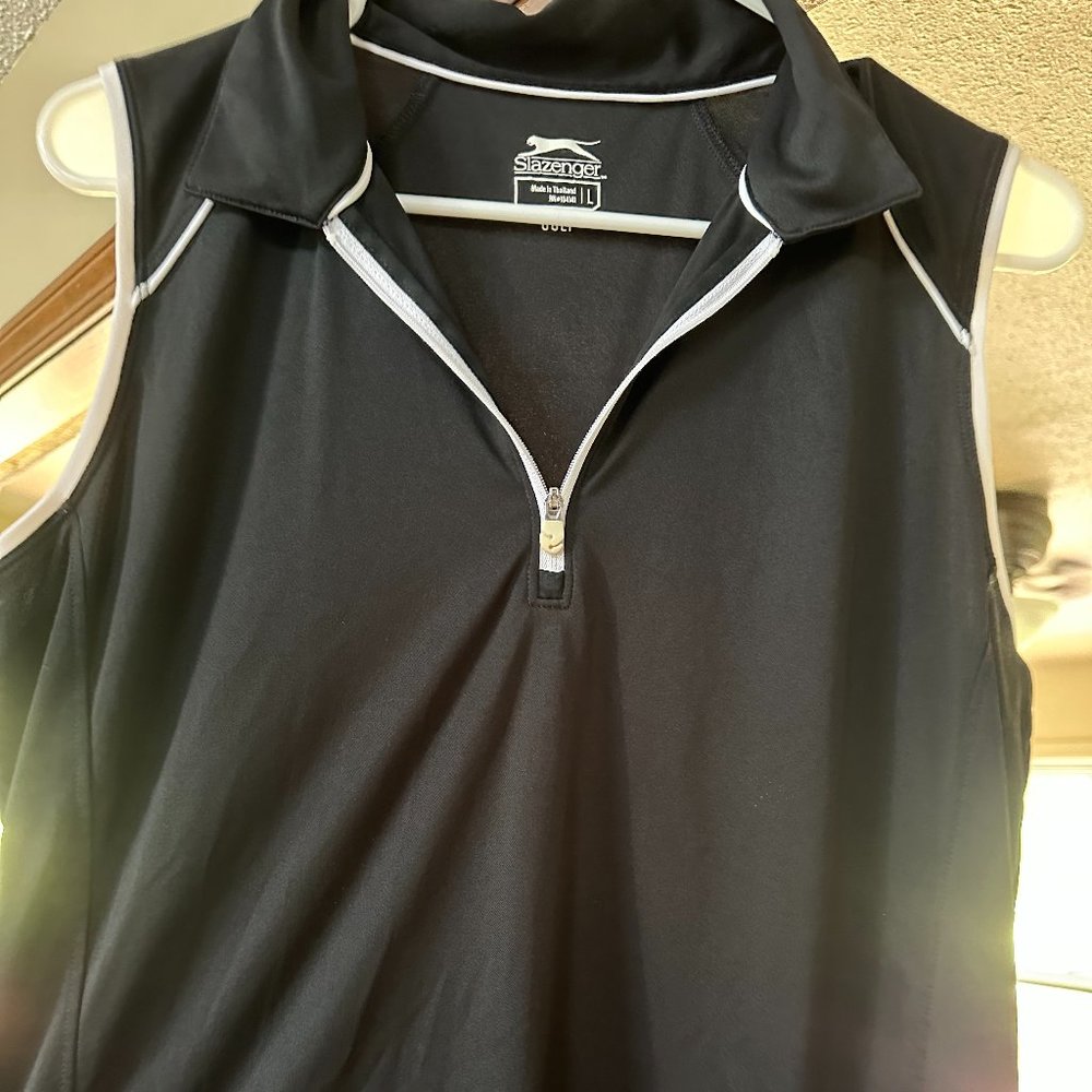 Slazenger black w/ white trim, large, sleeveless golf shirt